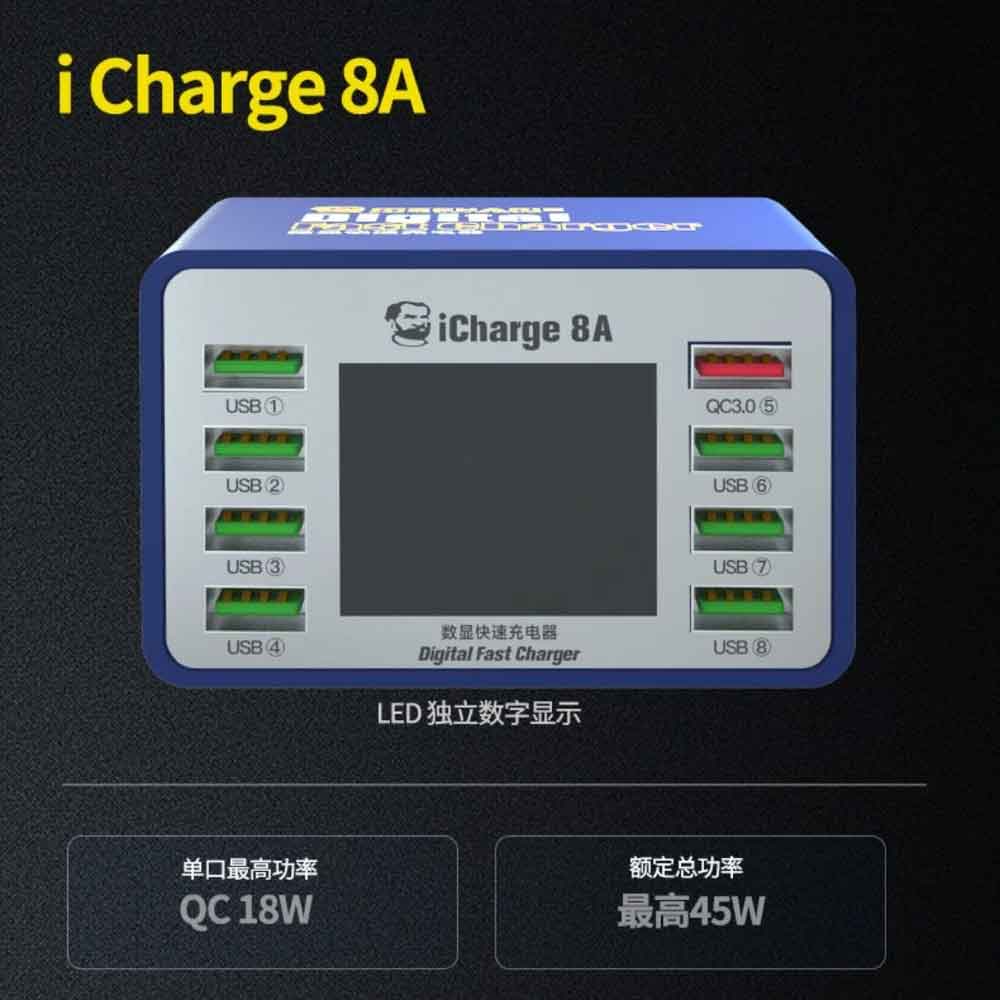Mechanic iCharge 8A 8-Port USB Smart Digital Display Fast Charger