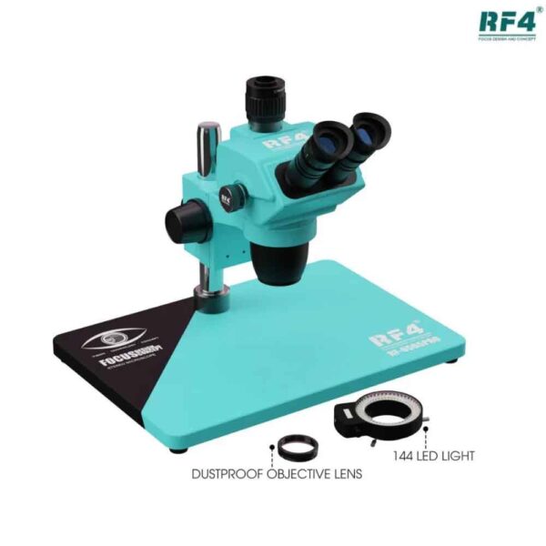 RF4 RF6565Pro 6.5-65X Synchronous Zoom Trinocular Stereo Microscope with Aluminum Alloy Base