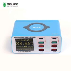 Relife RL-309AW 8-Ports Smart Digital Display QC3.0 PD Fast Charger Station with Wireless Charging