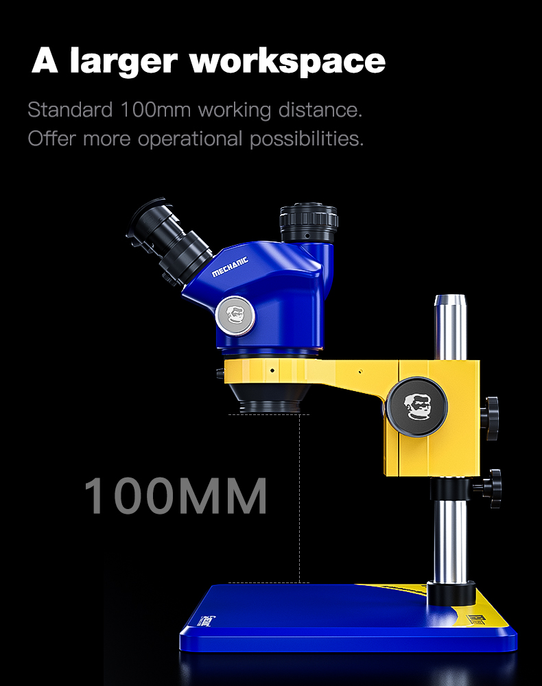 Mechanic D75T-B11 Trinocular Stereo Microscope 0.7-5.0X With Continuous Zoom - New Updated
