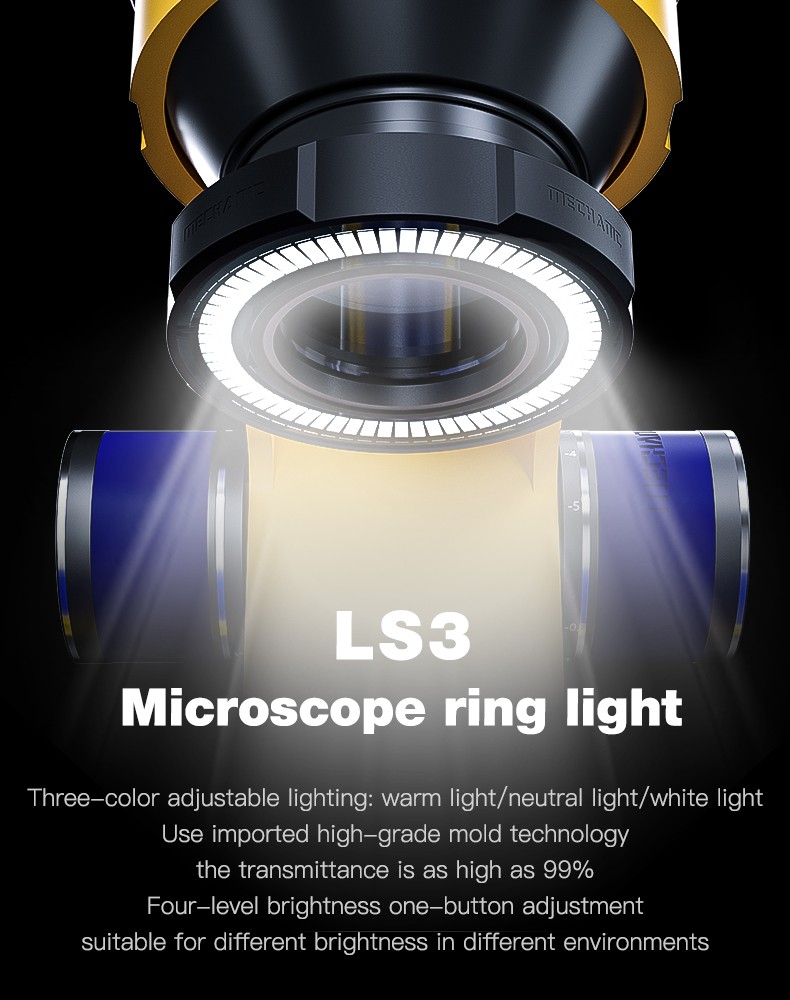 Mechanic D75T-B11 Trinocular Stereo Microscope 0.7-5.0X With Continuous Zoom - New Updated