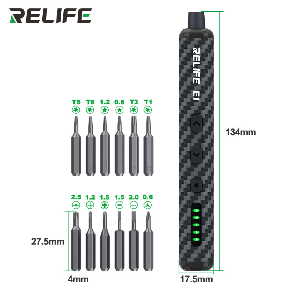 Relife E1 Carbon Fiber Electric Screwdriver Set