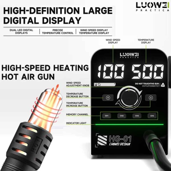 Luowei HG-01 800W Intelligent Digital Hot Air Gun BGA Desoldering Rework Station