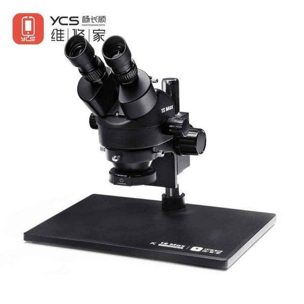 YCS 1S MAX 7X-45X 360° Rotation Trinocular Stereo Zoom Microscope with Big Base