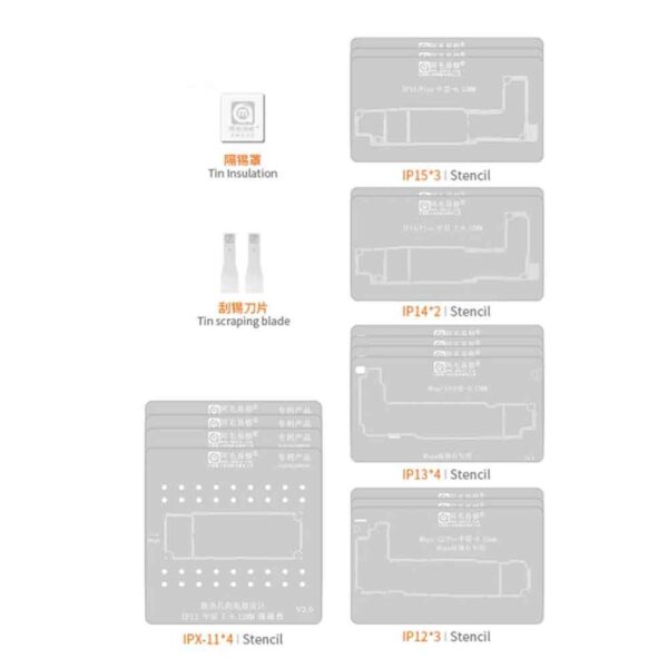 Amaoe 28-in-1 0.12mm Motherboard Middle Layer BGA Reballing Stencil Platform Set