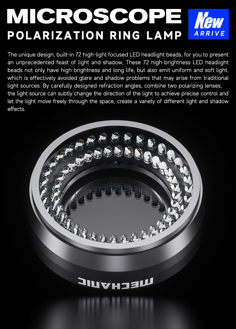 Mechanic LS720 Ultra High Lumen Adjustable Microscope Polarization Ring Lamp for Remover Glare