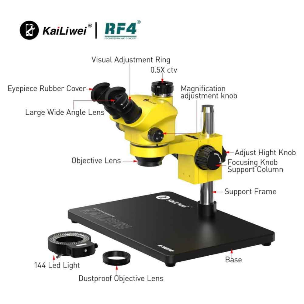 KaiLiwei M-7050TVP (3D Continuous Zoom) 7X~50X Trinocular Stereo Microscope