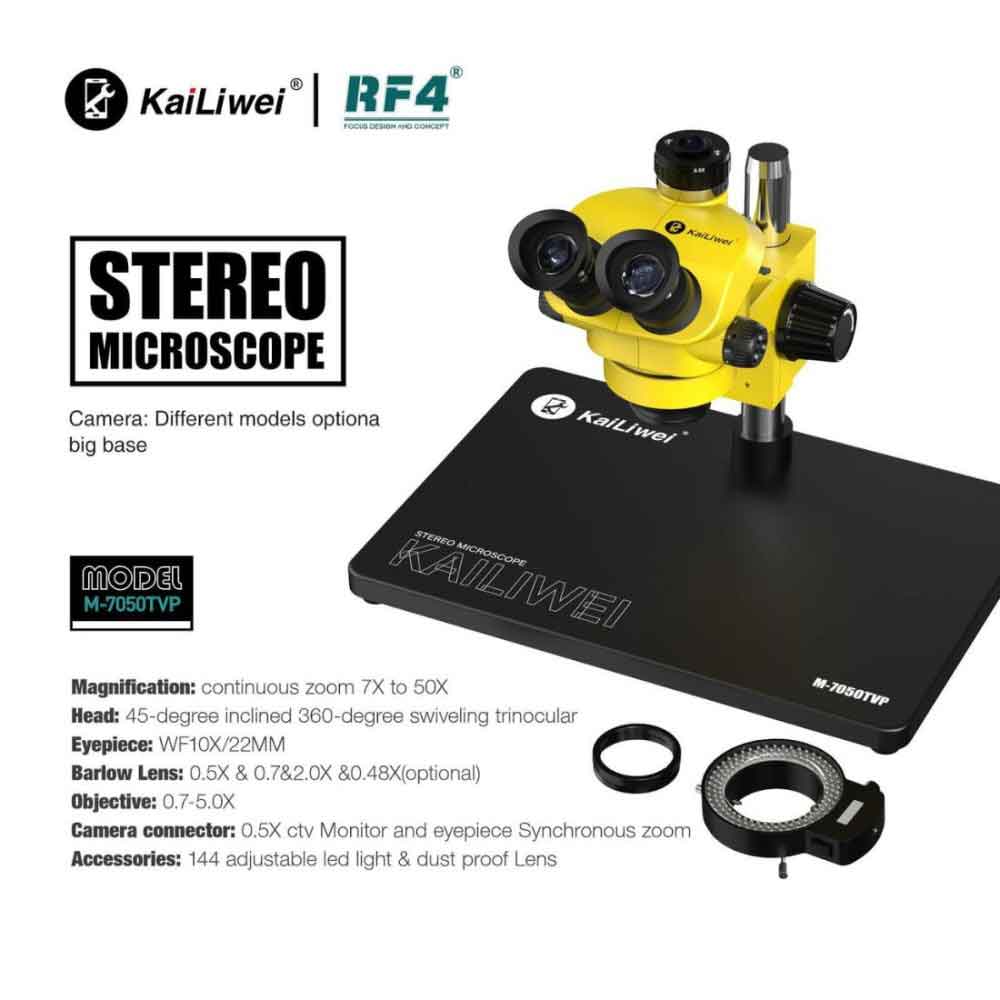 KaiLiwei M-7050TVP (3D Continuous Zoom) 7X~50X Trinocular Stereo Microscope
