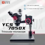 YCS 7050X 7-50X Synchronous Zoom Trinocular Stereo Microscope with Big Aluminum Alloy Base