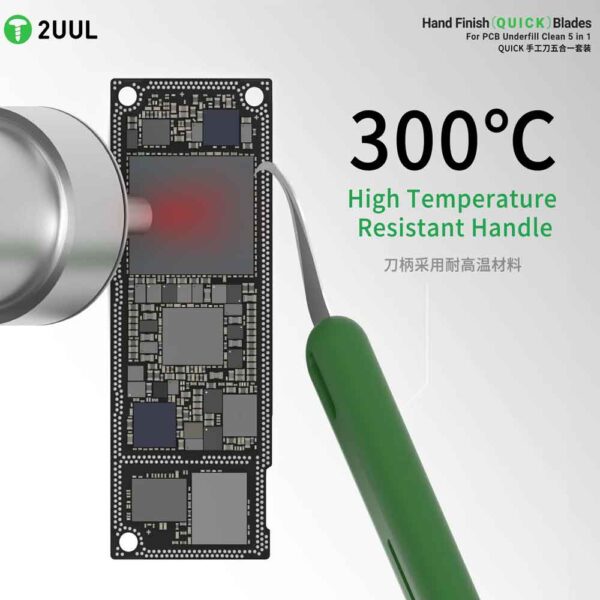 2uul DA22 5-in-1 Hand Finish QUICK Blades Set for PCB Underfill Clean