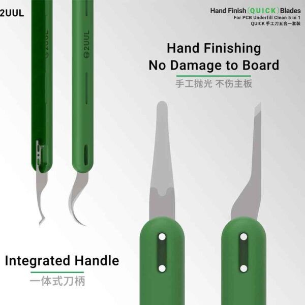 2uul DA22 5-in-1 Hand Finish QUICK Blades Set for PCB Underfill Clean