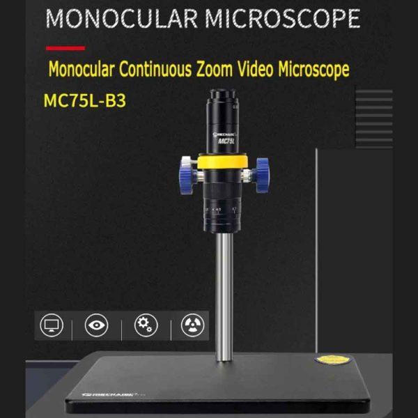 Mechanic MC75L-B3 Monocular 0.7-4.5X Continuous Zoom Single Cylinder Design Microscope With LED Light