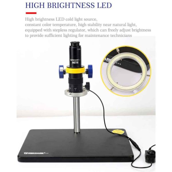 Mechanic MC75L-B3 Monocular 0.7-4.5X Continuous Zoom Single Cylinder Design Microscope With LED Light