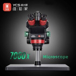 YCS 7060X 7-60X Synchronous Zoom Trinocular Stereo Microscope with Big Aluminum Alloy Base