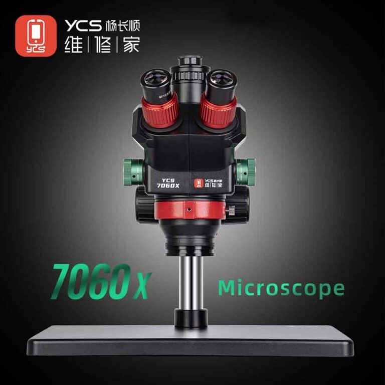 YCS 7060X 7-60X Synchronous Zoom Trinocular Stereo Microscope with Big Aluminum Alloy Base