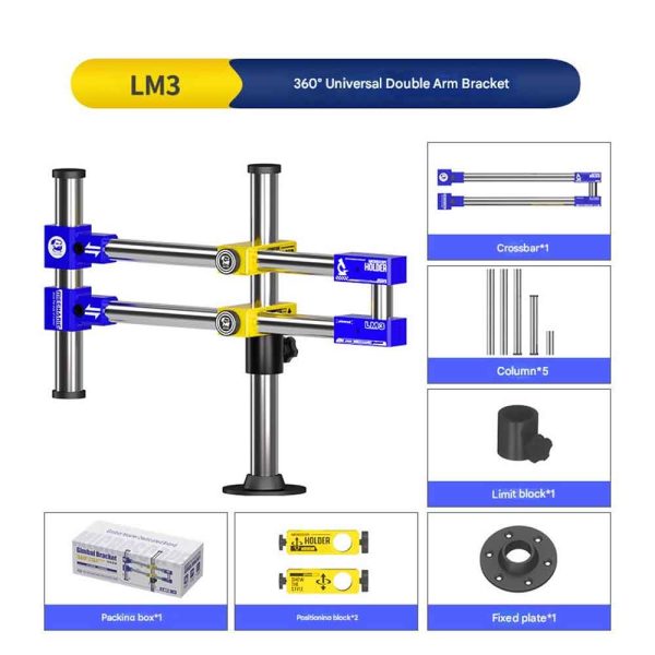 Mechanic LM3 360° Rotation Adjustable Universal Double Arm Microscope Bracket