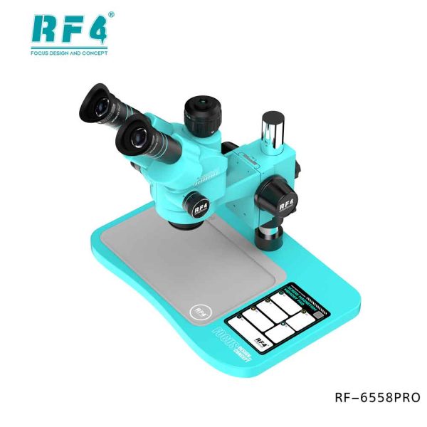 RF4 RF-6558Pro 6.5-58X Trinocular Stereo Microscope with Big Base & Silicone Pad & Screw Pad