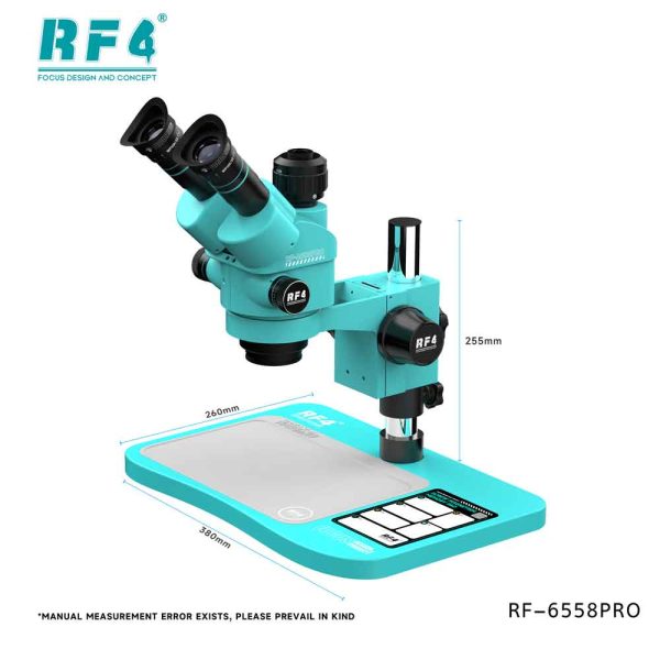 RF4 RF-6558Pro 6.5-58X Trinocular Stereo Microscope with Big Base & Silicone Pad & Screw Pad