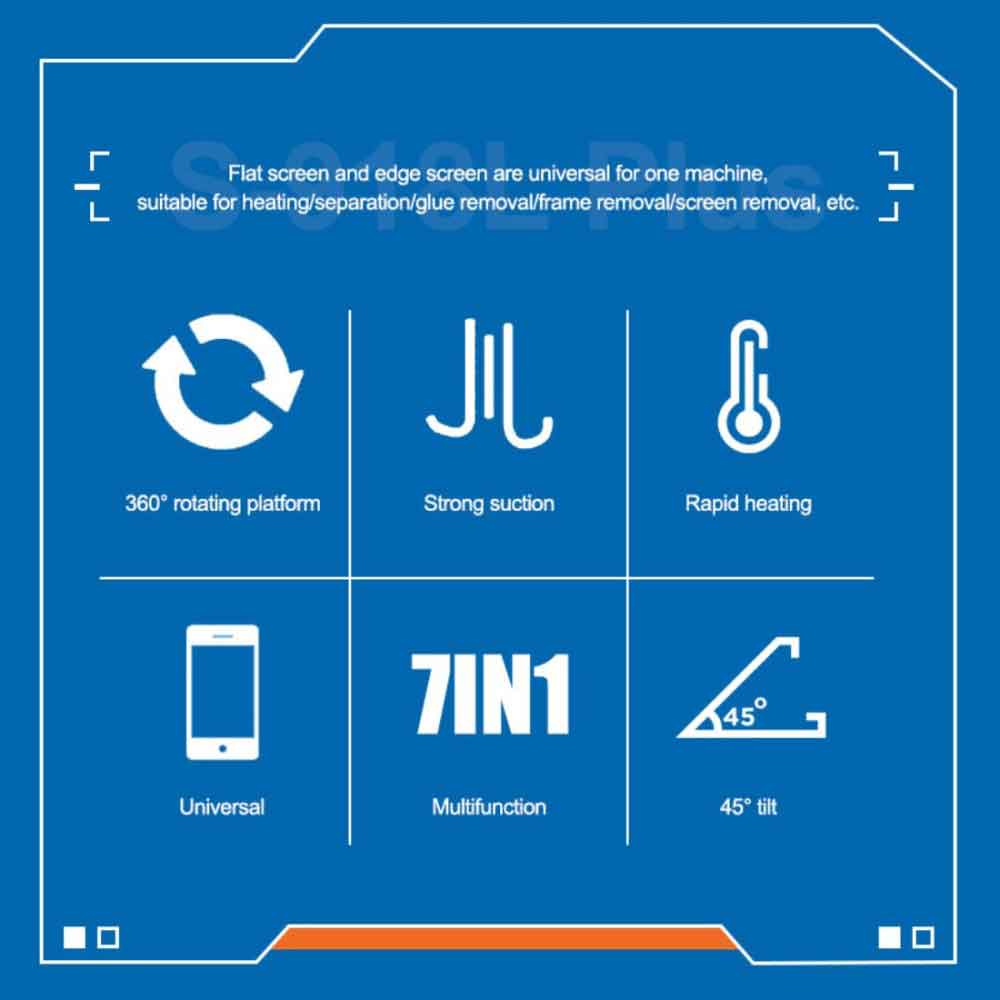 Sunshine S-918L Plus 7-in-1 360° Rotating Mobile Phone Edge Screen Heating Separator