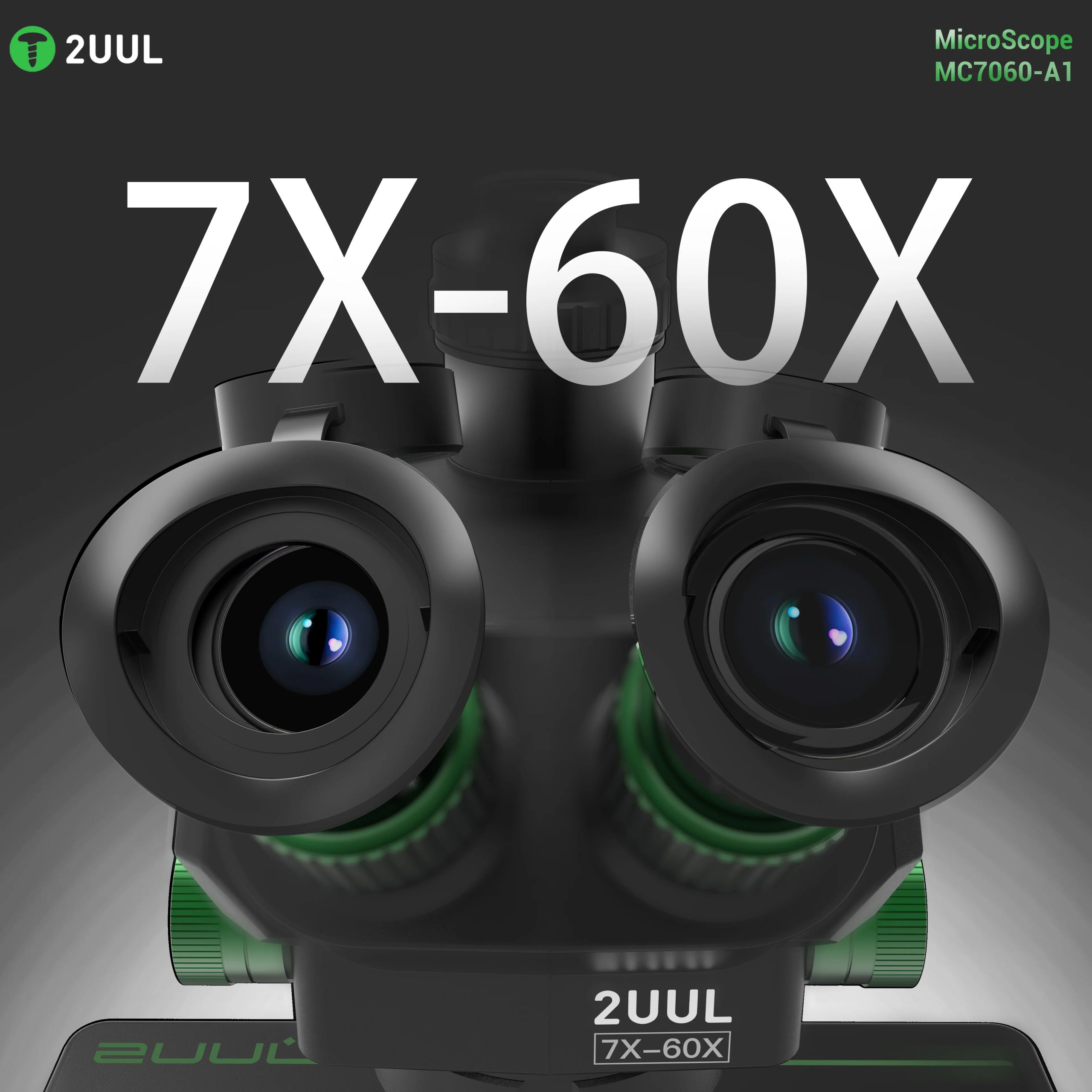 2UUL MC7060-A1 7–60X Trinocular Stereo Zoom Microscope