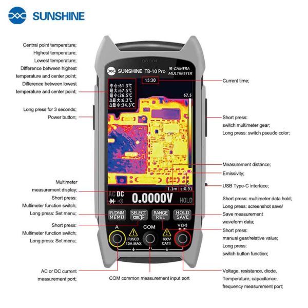 SUNSHINE TB-10 Pro Handheld Thermal and Multimeter 2in1